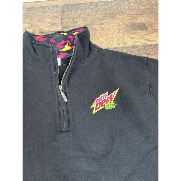 Mountain Dew Major Melon Sweater Pullover Mens Large Black Logo Half Zip Promo - Picture 3 of 6